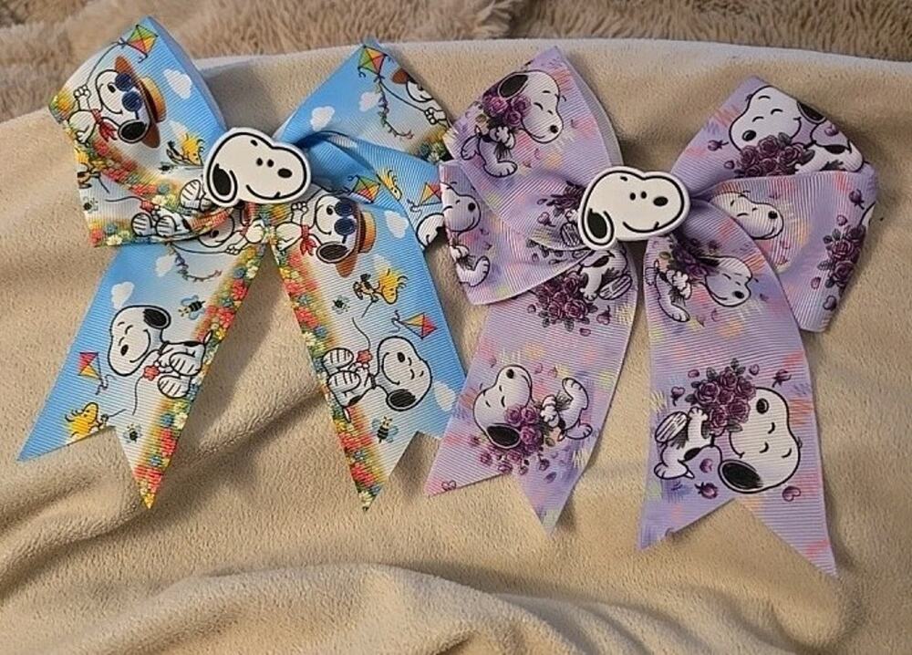 Snoopy Girls Hair Bows Pack Of 2 Blue And Purple